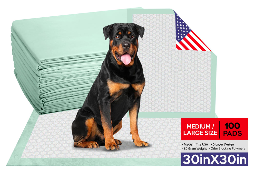 Wave Disposable MEDIUM/LARGE 30x30 Inch Underpads | Puppy Training Housebreaking Pads - Premium Disposable Absorbent Chux, Embossed, Bed and Floor Protectors